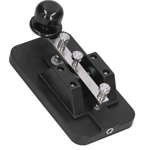 Portable Morse Code Key And CW Practice Tool Telegraph Tapper with Buzzer, premium ABS and iron build, black finish.