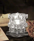 Handmade 48 Crystal Modern Silver Chrome Table Lamp For Nightstand And Bedroom Sparkling Diamond Glow Accent Light.