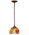 Rose Tiffany Style Stained Glass Ceiling Pendant Light Fixture With 7 Inch Lampshade And 39 Inch Chain Dope Warm Glow
