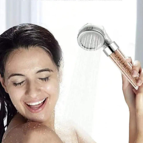 Woman enjoying shower with Kickin High Pressure Shower Head With Handheld And Filter For Hard Water Detachable Water Saving Design