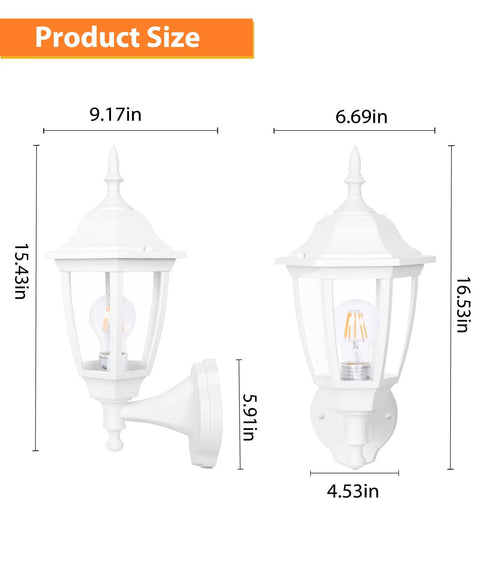 Outdoor Wall Lantern Waterproof Sconce Light Fixture For Porch Garage Patio Yard With White Wall Mount Bulb Included 2 Pack size