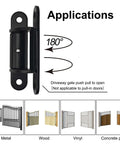 Joytrace 7-inch gate hinge pair, carbon steel, bolt-on/weld-on, ball-bearing, rust-black finish for driveway gates.
