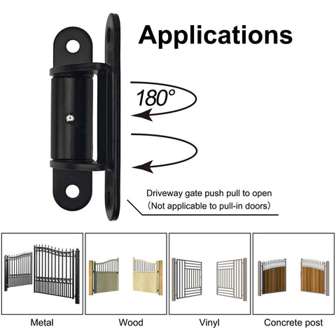 Joytrace 7-inch gate hinge pair, carbon steel, bolt-on/weld-on, ball-bearing, rust-black finish for driveway gates.