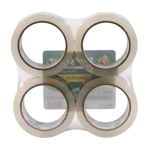 EZ Start Packing Tape Refill Four Roll Bundle 1.88 Inch By 54.6 Yard Clear Frustration Free Unrolls Smoothly Whisper Quiet Release