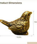 Brass Sparrow Hinge Heads Set Of Four Vintage Bird Figurines Miniature Sparrow Toppers For Home Decor side view with dimensions