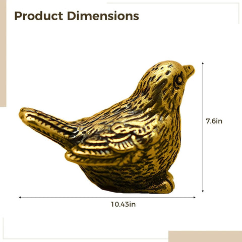 Brass Sparrow Hinge Heads Set Of Four Vintage Bird Figurines Miniature Sparrow Toppers For Home Decor side view with dimensions
