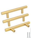 5 Pack 3 Inch Brushed Gold Cabinet Handles Stainless Steel Drawer Pulls For Kitchen Cabinets Bathroom Bedroom Dresser Upgrade Durable Hardware With 76mm Center To Center And 12mm Diameter For Quick DIY Install
