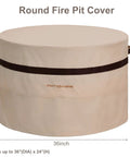 Round Fire Pit Cover 36 Inch Built Tough Waterproof All Weather Beige 24 Inch High With Air Vent Dustproof For Patio Gas Fire Pit Table Fits 32 To 35 Inch Round Pits 600D Durable Outdoor Shield