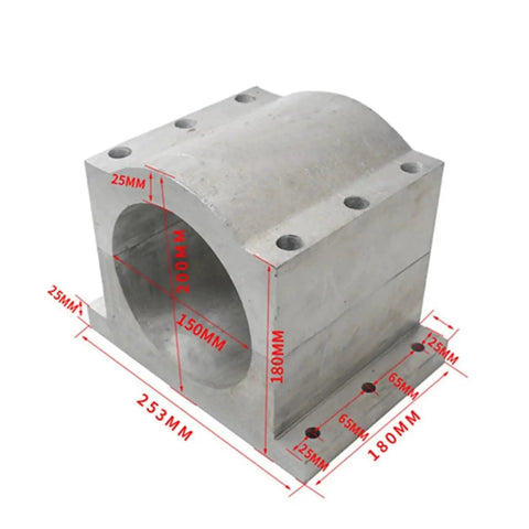 Top Gear CNC Spindle Motor Clamp Bracket Fixture Made From Heavy Duty Aluminum, 253mm heavy-duty bracket for secure clamping.