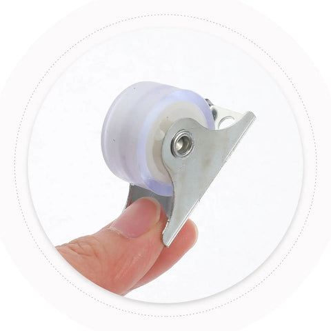 Close-up of Ultra Silent PVC Caster Wheel for Office Chairs and Furniture held in hand, featuring steel swivel design.