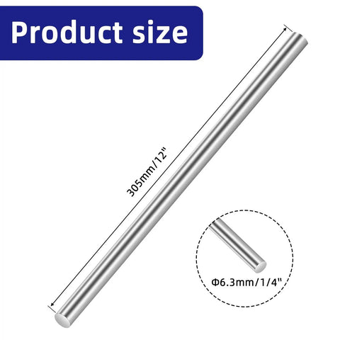 304 Stainless Steel Round Rods 1 Quarter Inch Diameter 12 Inch Length 5 Pack for DIY projects