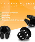 Open Snap Bushing Three Eighths Inch Nylon Cable Grommet Protector OSB 10 Pack 30 Pcs Durable Plastic Shield For Auto And Electronics Corrosion Resistant Easy Snap In Mounting Inner 6.4mm Outer 12.3mm black nylon snap bushings