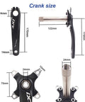 Dimensions of Ride Ready Aluminum 170mm Crank Arm Set 104 BCD With 38T Single Chainring And Bottom Bracket Kit for bikes.
