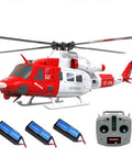 Goosky E2 UH-1Y RC Helicopter with GPS Auto Stabilization 2.4G 6CH Dual Brushless, red and white model, batteries and controller