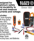 Voltage Test Kit With Clamp Meter And Leads, Auto-Ranging AC DC Voltage, Resistance And Continuity Testing, Includes Pouch And Batteries