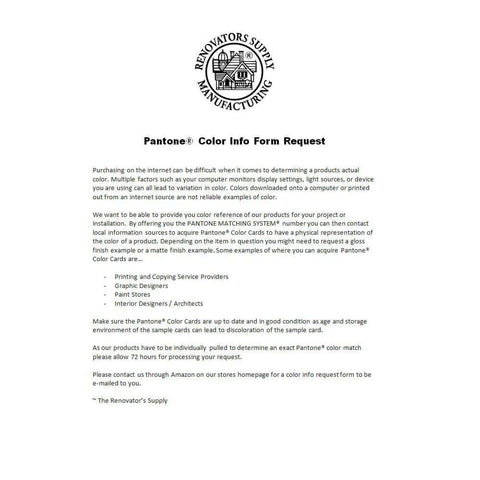 Pantone Color Info Form Request with text and logo from The Renovator's Supply Manufacturing.