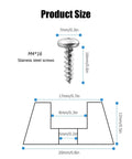 Diagram of screw and rubber foot size in Eight Pack Non Slip Rubber Feet Bumpers Kit With Screws And Stainless Washers For Cutting Boards
