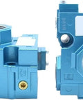 Precision Balanced Spool Pneumatic Valve 56C Series blue metal body with multiple air ports for machine air control.