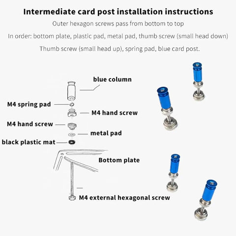 Diagram of intermediate card post installation with labeled parts for Helping Hands Soldering Stand With Four Gooseneck Arms And PCB Holder