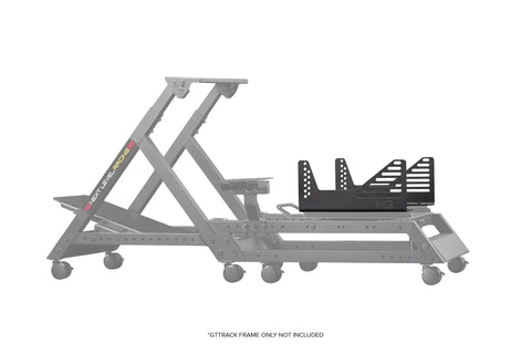 Side view of Universal Seat Mounting Bracket for Sim Rigs and Racing Setups, Heavy Duty Black Steel on a frame