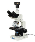 Trinocular Digital Compound Microscope With 5 MP Sensor 40X To 2500X Magnification Oil Immersion 100X Objective Wide Field WF Eyepieces 45 Degree Angled Head 360 Degree Swivel Adjustable Interpupillary Distance Ideal For Lab Or Classroom with camera head and stage