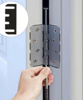4 Inch PVC Door Hinge Shims Set For Sagging Doors And Gap Adjustment, shown installed in a door hinge for easy alignment, 20 pack.