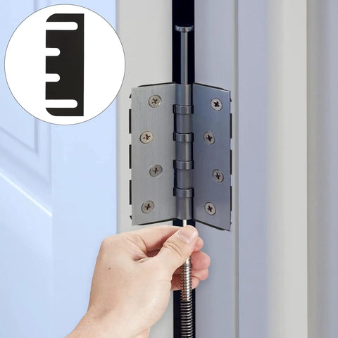4 Inch PVC Door Hinge Shims Set For Sagging Doors And Gap Adjustment, shown installed in a door hinge for easy alignment, 20 pack.
