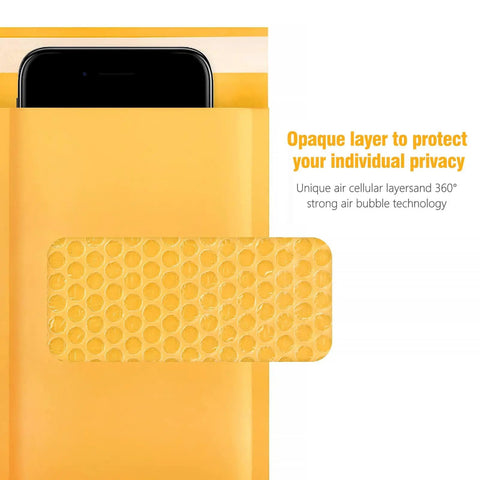 50 Pack Bubble Mailers 4x8 Inches Self Seal Kraft Poly Padded Envelopes With 80gsm Bubble Lining For Lightweight Shipping Bags close-up