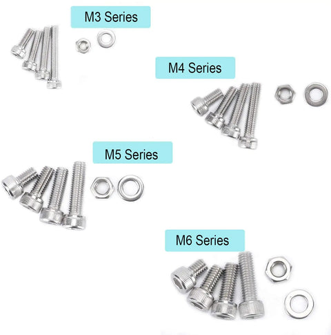 660 Piece Nuts And Bolts Set For M3 M4 M5 Stainless Steel Hardware Assortment Kit with M3-M6 screws and washers