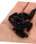 Top Notch Dishwasher Rack Tip Protectors Heavy Duty Black Plastic Prong End Caps in hand, showing multiple replacement caps.