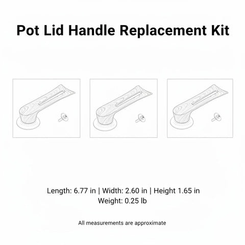 Heavy Duty Stainless Steel Replacement Pot Lid Handle With Realistic Wood Grain Finish And Secure Gasket Kit For Glass Lids That Keeps It Tight While You Cook, 6.77 in