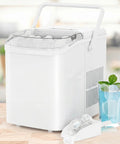 White Grab And Go Countertop Ice Maker With Handle Portable Ice Machine Delivers Ice In Six Minutes, Nine Bullet Ice Cubes Per Batch