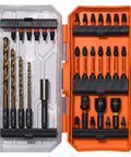 32 Piece Drill And Driver Bit Set With Titanium Coated Drill Bits And Impact Rated Driver Bits Quick Connect Shanks