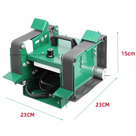 Compact 1850W Bench Grinder Belt Sander With Adjustable Speed Up To 12000 RpM For Knife Making And Metal Or Wood Working, green dual belt sander, 23cm x 15cm.