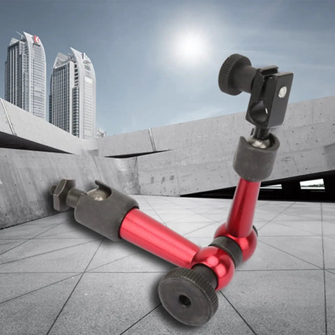 Adjustable Universal Magnetic Base For Digital Dial Test Indicator Holder Stand in red alloy, on industrial background
