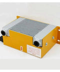 Yellow Beefy Hydraulic Air Cooler With Sixty Liters Per Minute Flow Low Noise Plate Heat Exchanger, 12V, front angle