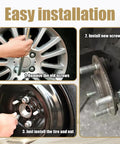Installation steps for 5 Pack Steel Wheel Studs And Lug Bolts, 49mm Long M12x1.5 Replacement For Chevy, Lexus, Toyota, Scion, Pontiac