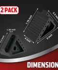 Heavy Duty Rubber Wheel Chocks For Cars, SUVs, Trucks And ATVs, Solid Tire Stop Block With Wide Handle, dimensions shown.