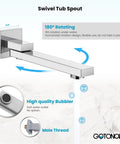 Rainfall Tub Shower Faucet Set With Handheld Sprayer Wall Mount Square High-Pressure Shower System polished chrome tub spout