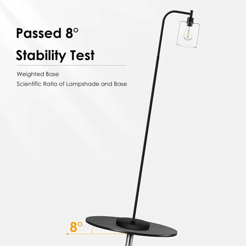 Modern Industrial Floor Lamp With Glass Shade And Foot Switch 6W LED Included Delivers 800 Lumens Of Warm White 2700K