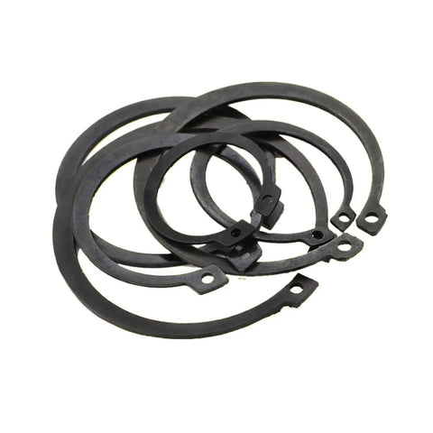 Zero Hassle Install 65Mn Steel Circlips For Shafts External Snap Rings set of black retaining rings for mechanical use.