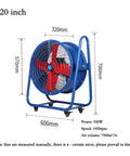 Badass Heavy Duty Industrial Floor Fan Rock Solid 20 Inch Axial Flow Blower with red blade on steel frame, designed for garages.