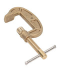 Heavy Duty Brass Welding Ground Clamp For High Current Arc And Gas Welding Jobs With Superb Electrical Conductivity And Rust Proof Finish To Keep Your Shop Running Smooth And Safe Today, showing the clamp's brass design and threaded handle.