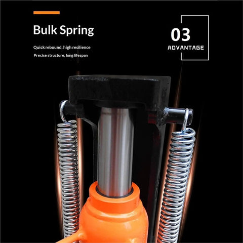 Slick Hydraulic Claw Jack Handles Your Whip With Ease, showing bulk spring for quick rebound and durability.