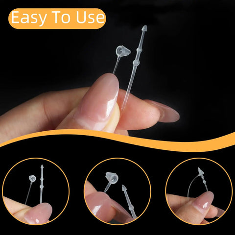 One Thousand Clear Three Inch Plastic Hang Tag Fasteners With Snap Lock Closure Secure Retail Clothing Label Pins No Fuss Durable Build For Jewelry Accessories And Hustle Shop Must Haves held in hand