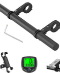 Bike Handlebar Extender With Dual Clamp Mount For Extra Space On Your Bar For Lights GPS Phone Mounts Speedometers Bottle Cages And More Lightweight Aluminum Durable Rust Resistant Bicycle Accessory with accessories