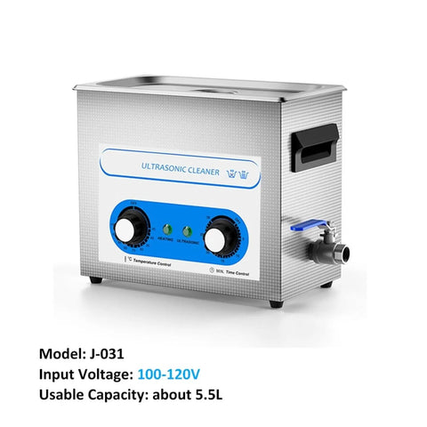 Huge 6.5L Ultrasonic Cleaner Tank With Heat For Deep Carburetor And Engine Part Scrubbing, stainless steel, 5.5L capacity.