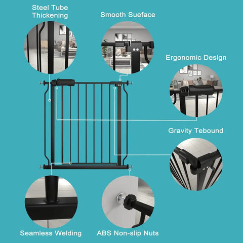Diagram of Extra Wide Baby Gate Pressure Mounted With Extensions For Indoor Use showcasing design features and materials.