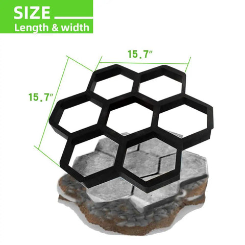 Reusable Honeycomb Concrete Mold Set For Walkways And Stepping Stones DIY Paver Path Maker in black polypropylene material