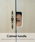 Antique Bronze Cabinet Pulls 6.88 Inch Zinc Alloy Wardrobe Drawer Handles Vintage Carved Hardware mounted on wooden cabinet